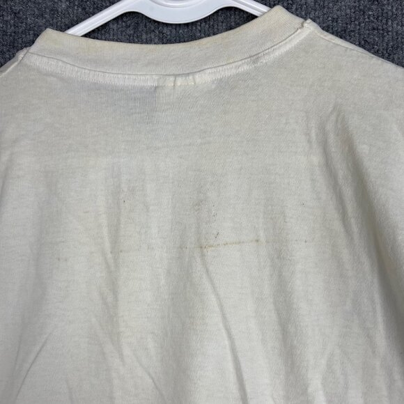 Vintage Hanes Fila White CrewNeck T-shirt Single Stitch Made in USA Size L - Picture 7 of 10